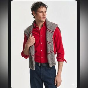 VTG GANT Pintail Corduroy Button Down Shirt Red Fine Wale Cotton Sz M